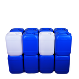 New HDPE double-layered bucket: inner layer white, outer layer blue; capacity 25L; made of chemical-grade plastic; stackable; resistant to acids, alkalis, and corrosion.