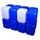 New HDPE double-layered bucket: inner layer white, outer layer blue; capacity 25L; made of chemical-grade plastic; stackable; resistant to acids, alkalis, and corrosion.
